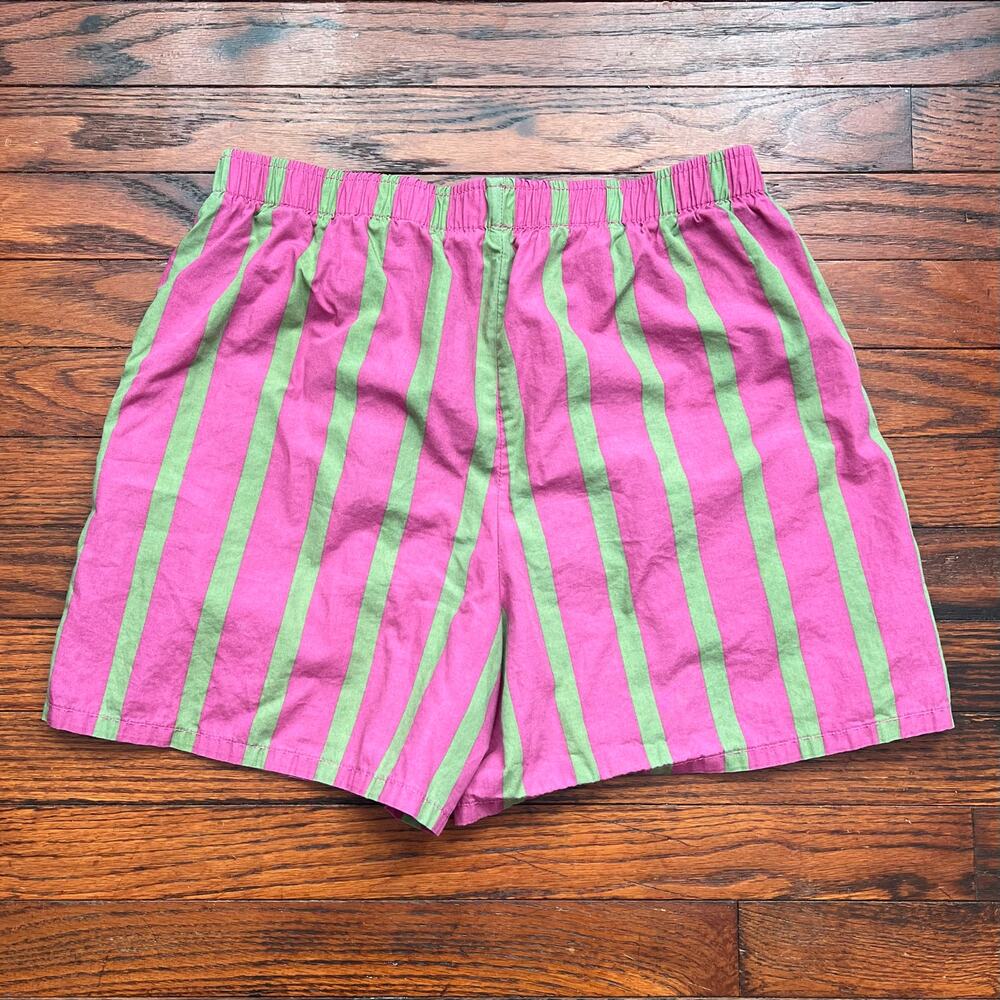 Vintage J. Crew Men's Striped Boxer Shorts Underwear Pink Green M EUC